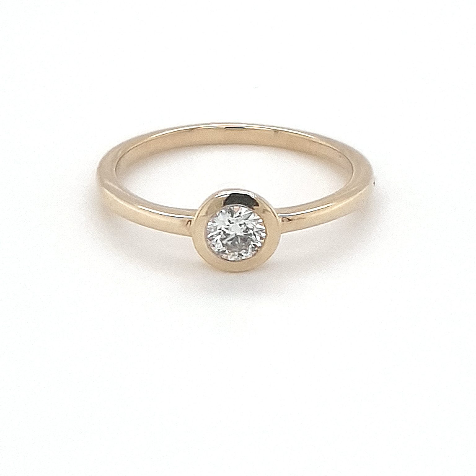 9K YELLOW GOLD SOLITAIRE RUBOVER SET RING_0
