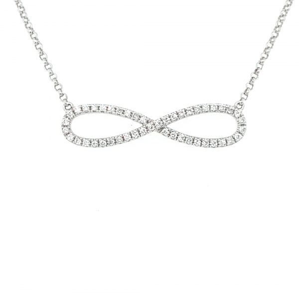 9K WHITE GOLD SMALL INFINITY CHAIN AND PENDANT_0