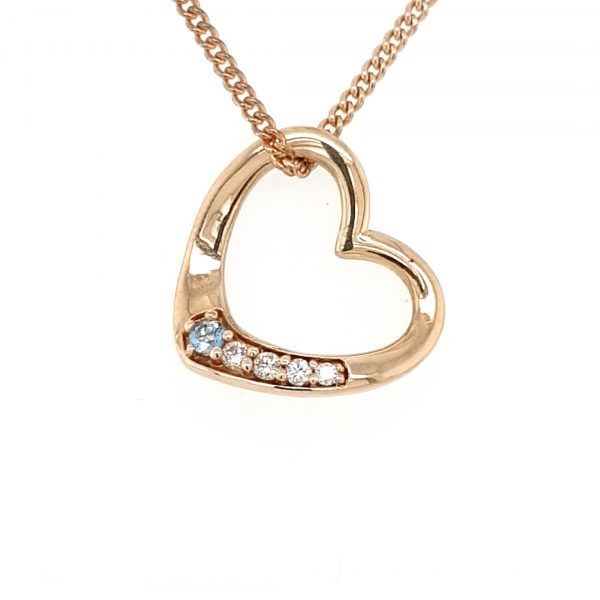 9K YELLOW GOLD AND BLUE TOPAZ HEART PENDANT_0