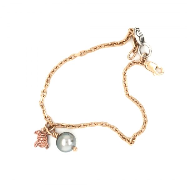 9K ROSE AND YELLOW GOLD ABROLHOS PEARL AND CHARM BRACELET_0