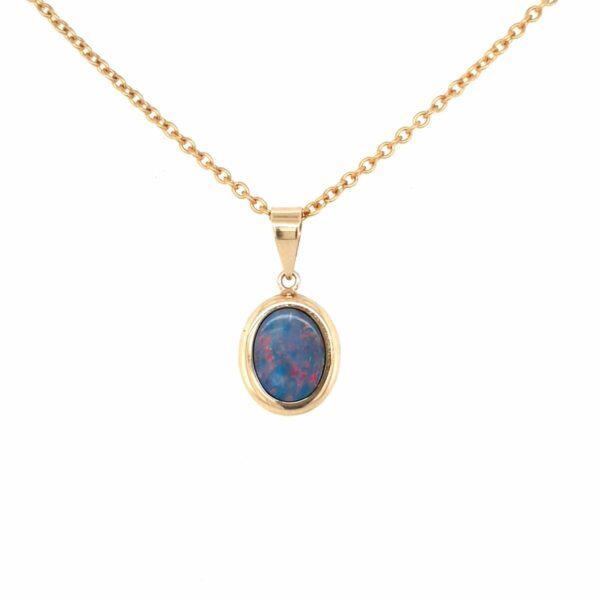 14K YELLOW GOLD DOUBLET OPAL PENDANT IN RUBOVER SETTING 7X9MM_0
