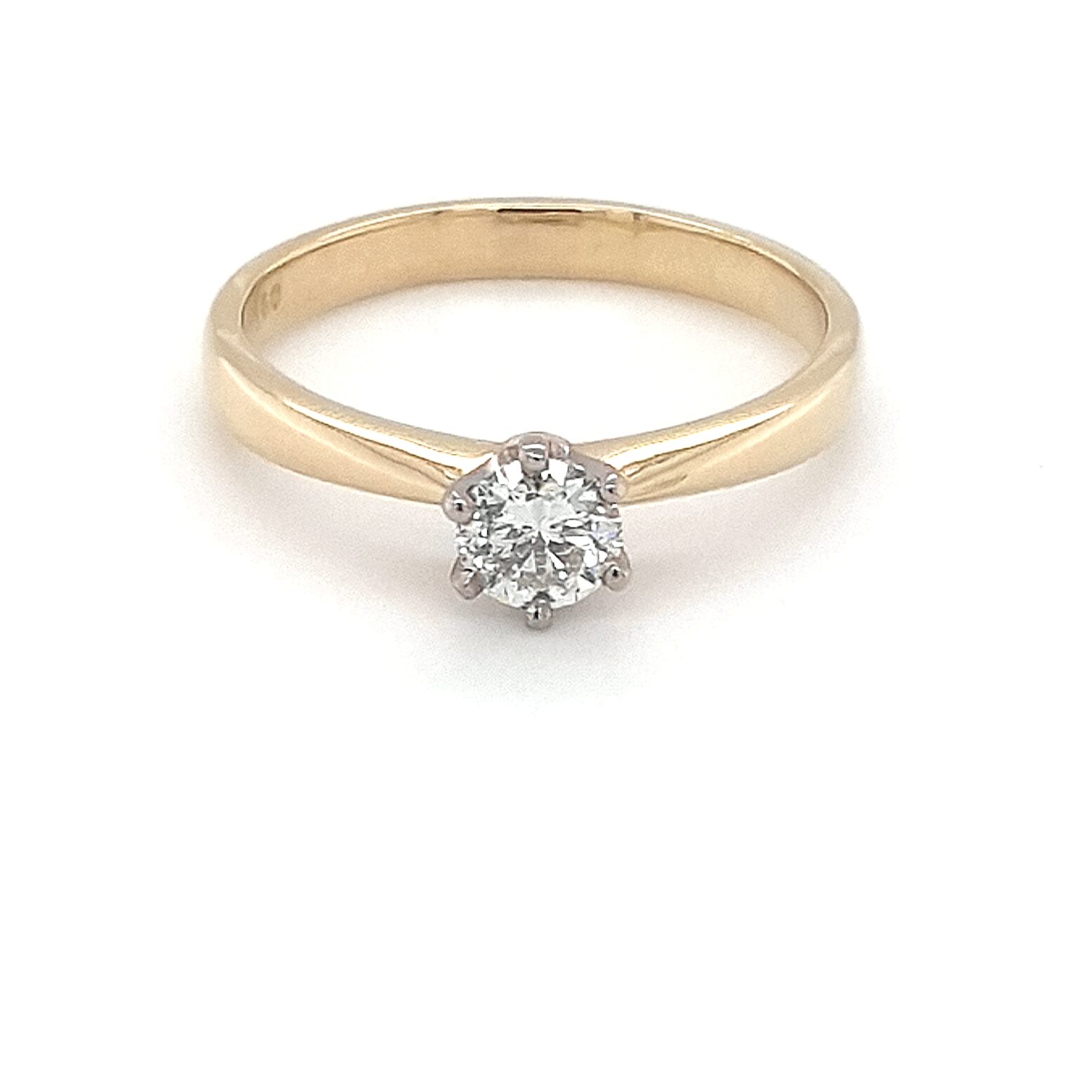 Multi Tone Half Carat Round Cut Halo Diamond Ring In 14K Yellow Gold |  Fascinating Diamonds