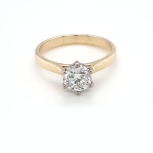 18K WHITE AND YELLOW GOLD SOLITAIRE ENGAGEMENT RING_0