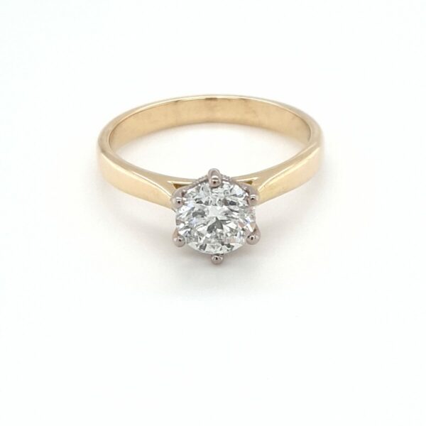 18K WHITE AND YELLOW GOLD SOLITAIRE ENGAGEMENT RING_0