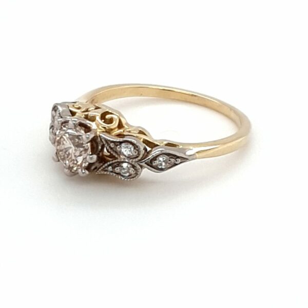 18K YELLOW GOLD ANTIQUE STYLE CHAMPAGNE DIAMOND RING_1