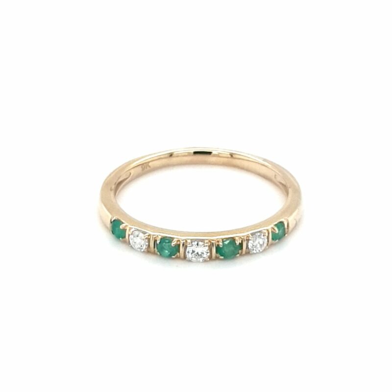 Royal Diamond 9K Yellow Gold Emerald and Diamond Ring_0