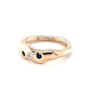 Leon Baker's 9K Yellow Gold Handmade Diamond and Sapphire Ring_1