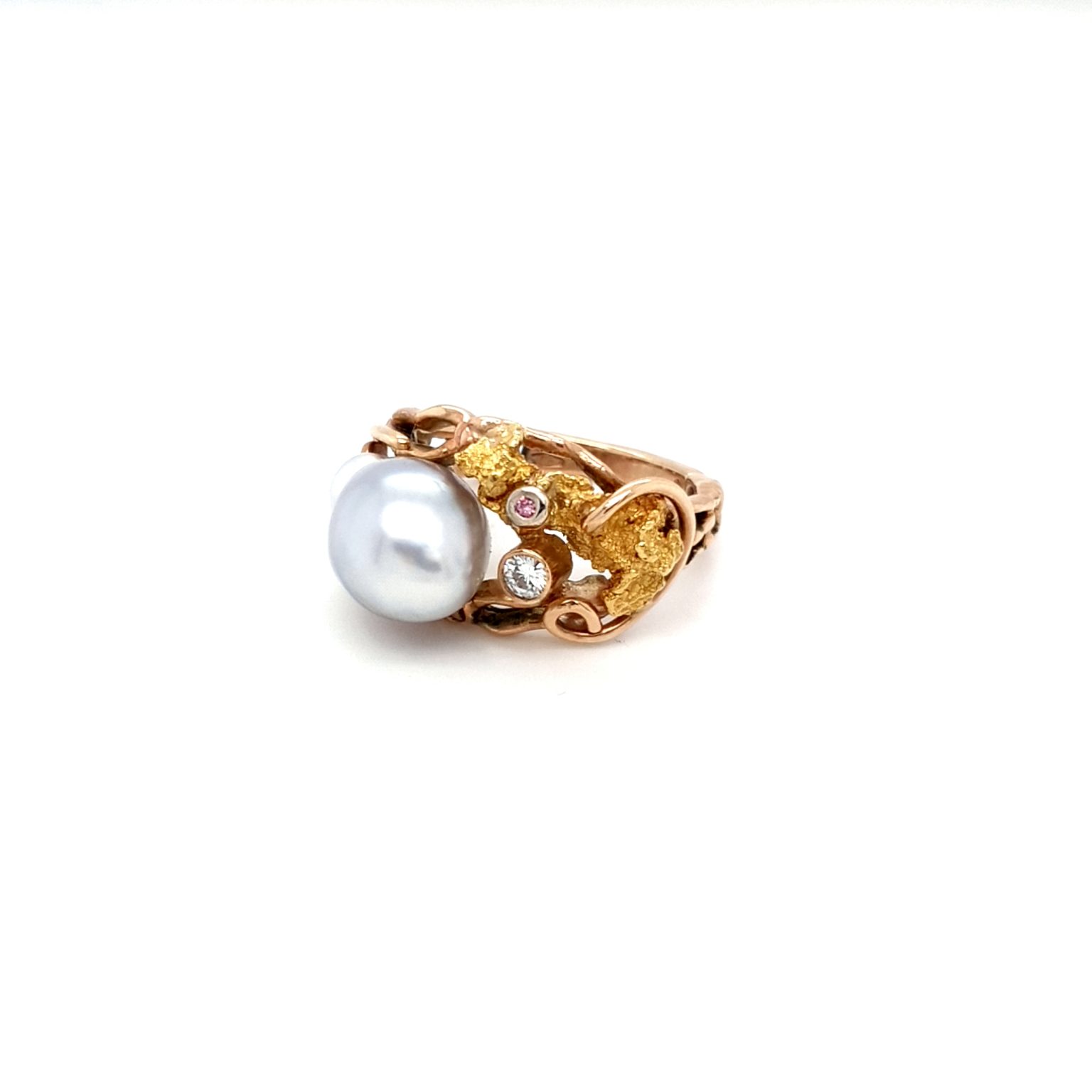 Leon Bakers 9K Yellow Gold Handmade Pearl and Gold Nugget Ring_1
