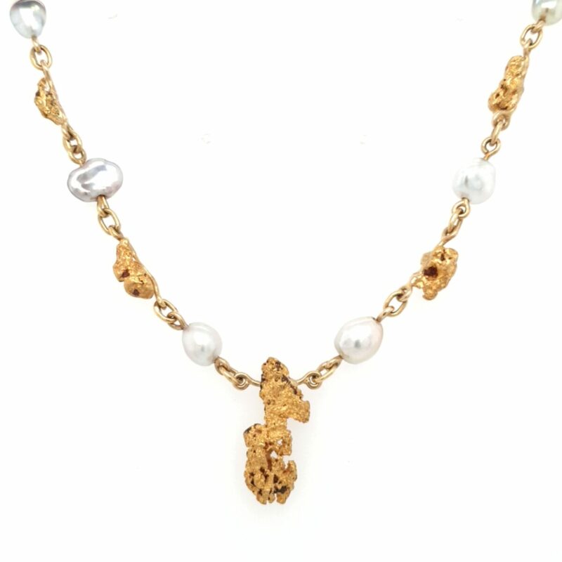 Leon Bakers 18k Yellow Gold Keshi Pearl and Gold Nugget Chain_0
