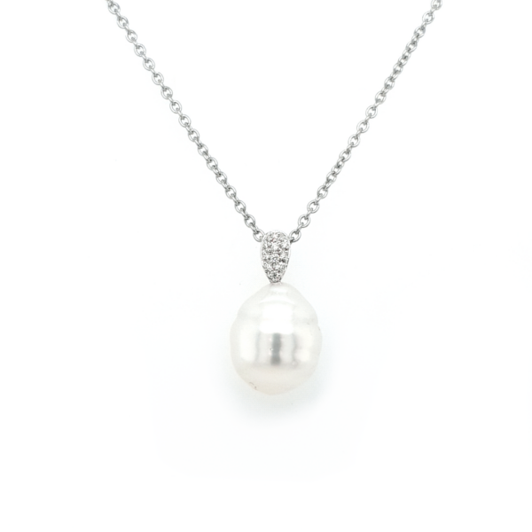 Leon Bakers 18K White Gold Broome Pearl and Diamond Pendant_0