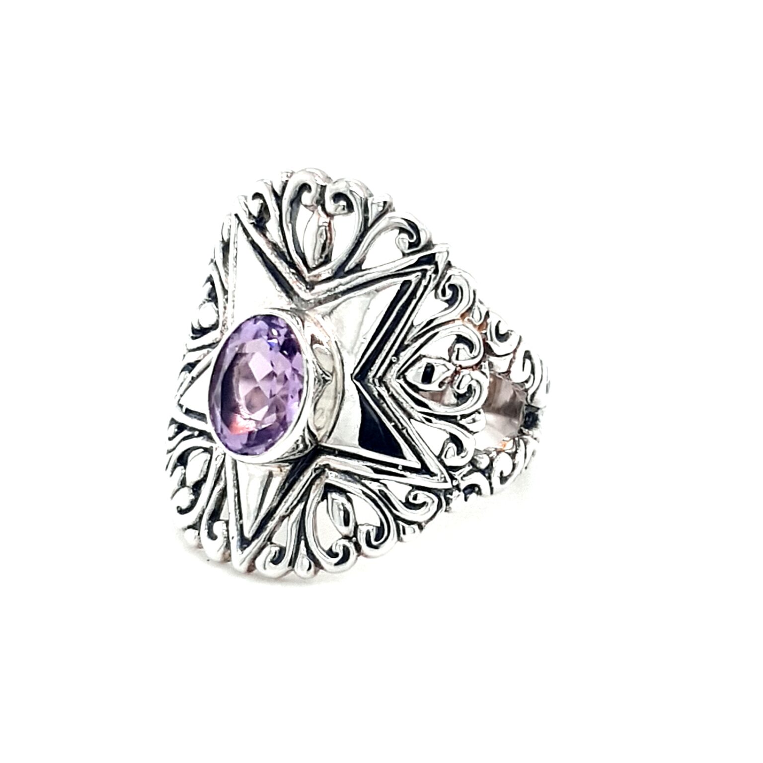 Leon Baker Stirling Silver Star and Amethyst Ring_1