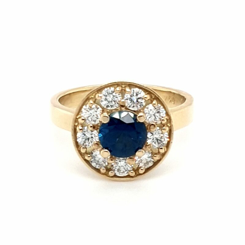 Leon Baker 18K Yellow Gold Diamond and Australian Blue Sapphire Ring_0