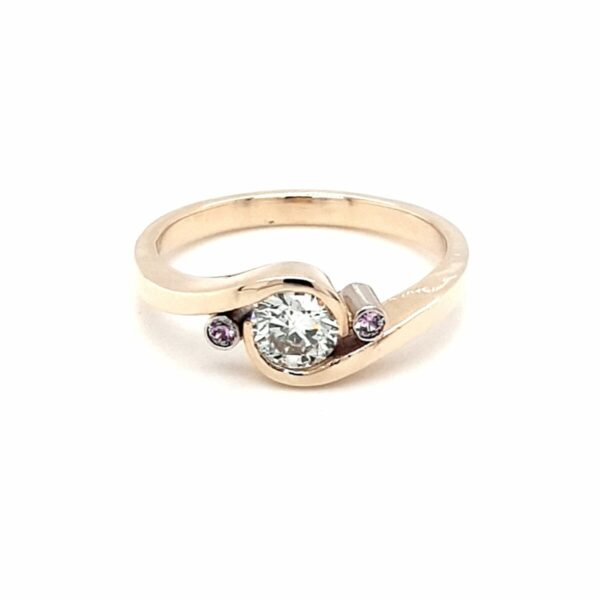 Leon Baker 9K Yellow Gold Diamond and Pink Sapphire Ring_0