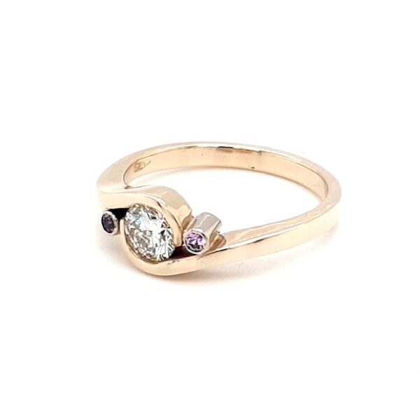 Leon Baker 9K Yellow Gold Diamond and Pink Sapphire Ring_1