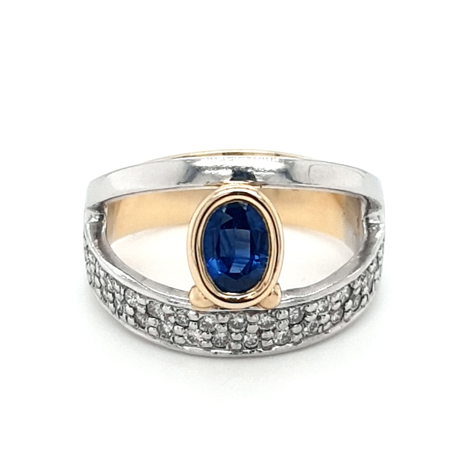 Leon Baker 18K Yellow and White Gold Blue Sapphire Ring_0