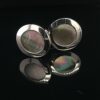 Leon Bakers Stainless Steel and Black Mother of Pearl Cufflinks_5