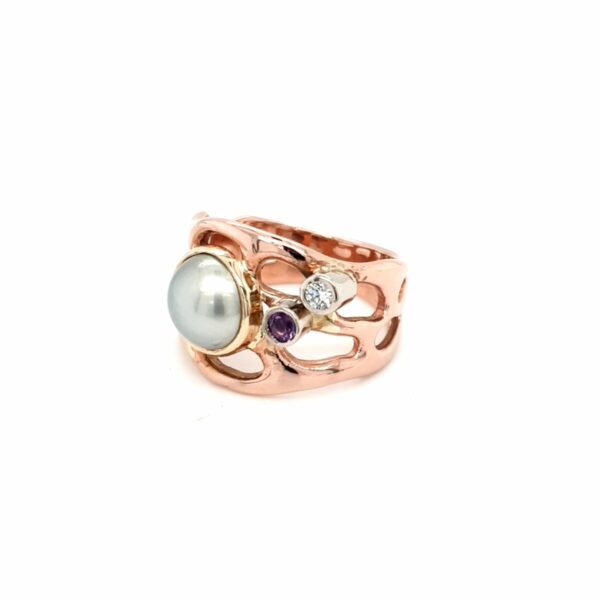 Coral Bay Collection 9K Rose Gold Abrolhos Pearl and Amethyst Ring_1