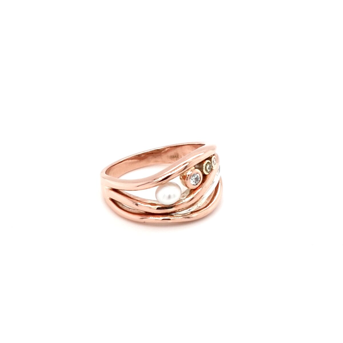 Leon Bakers Handmade 9K Rose Gold and Stirling Silver Coral Bay Wave Ring_2