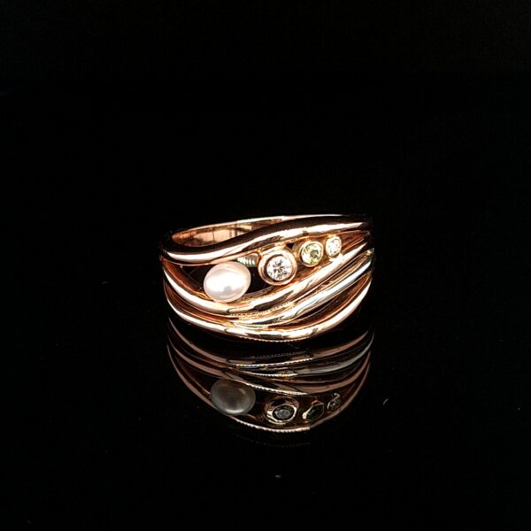 Leon Bakers Handmade 9K Rose Gold and Stirling Silver Coral Bay Wave Ring_3