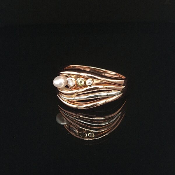 Leon Bakers Handmade 9K Rose Gold and Stirling Silver Coral Bay Wave Ring_4