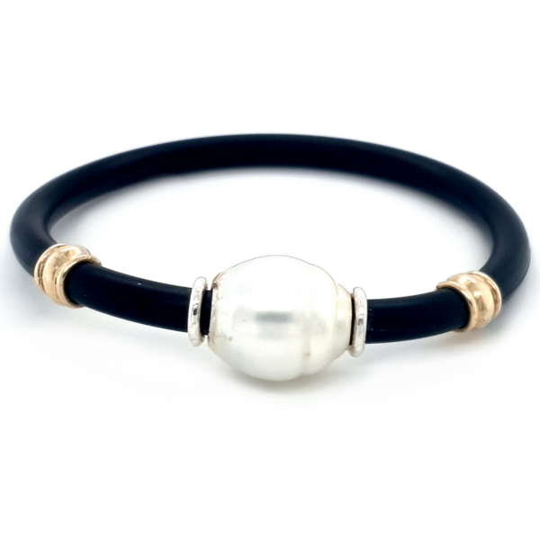 Leon Baker Coral Bay 9K Yellow Gold and Silver Broome Pearl Neoprene Bracelet_0