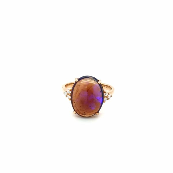 Leon Bakers 9K Yellow Gold Opal and Diamond Ring_0