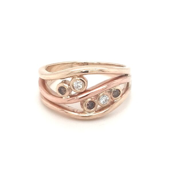 Coral Bay Collection Handmade Yellow and Rose Gold Diamond Ring_0