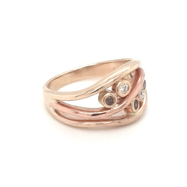 Coral Bay Collection Handmade Yellow and Rose Gold Diamond Ring_1