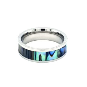 Leon Baker Stainless Steel and Australian Abalone Shell Ring_0