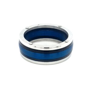 Leon Baker Black and Blue Band Stainless Steel Ring_0
