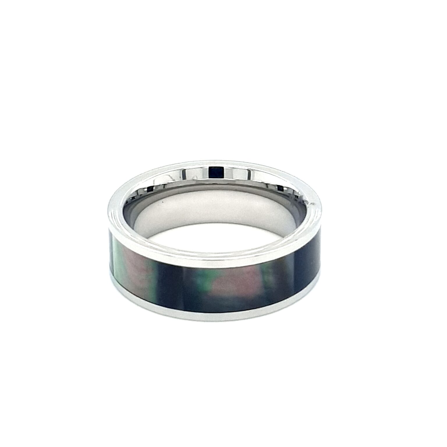 Leon Baker Stainless Steel and Black Mother of Pearl Ring_0