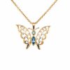 Leon Baker 9K Yellow Gold and Blue Topaz Butterfly Pendant_0