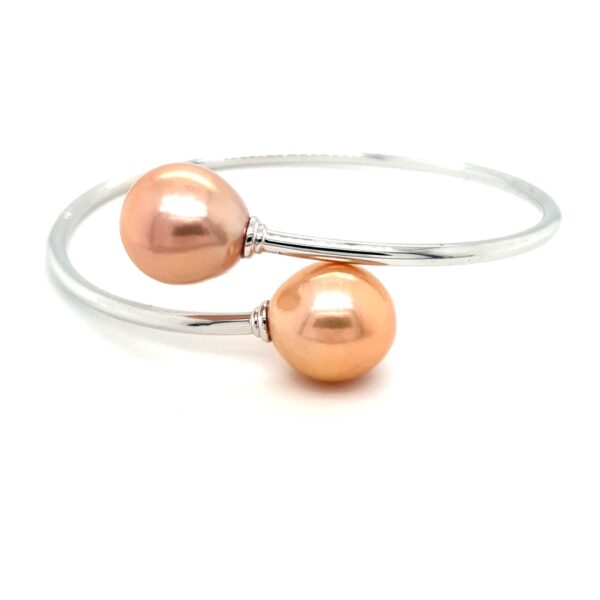 Leon Baker Sterling Silver and Natural Pink Freshwater Pearl Bangle_0