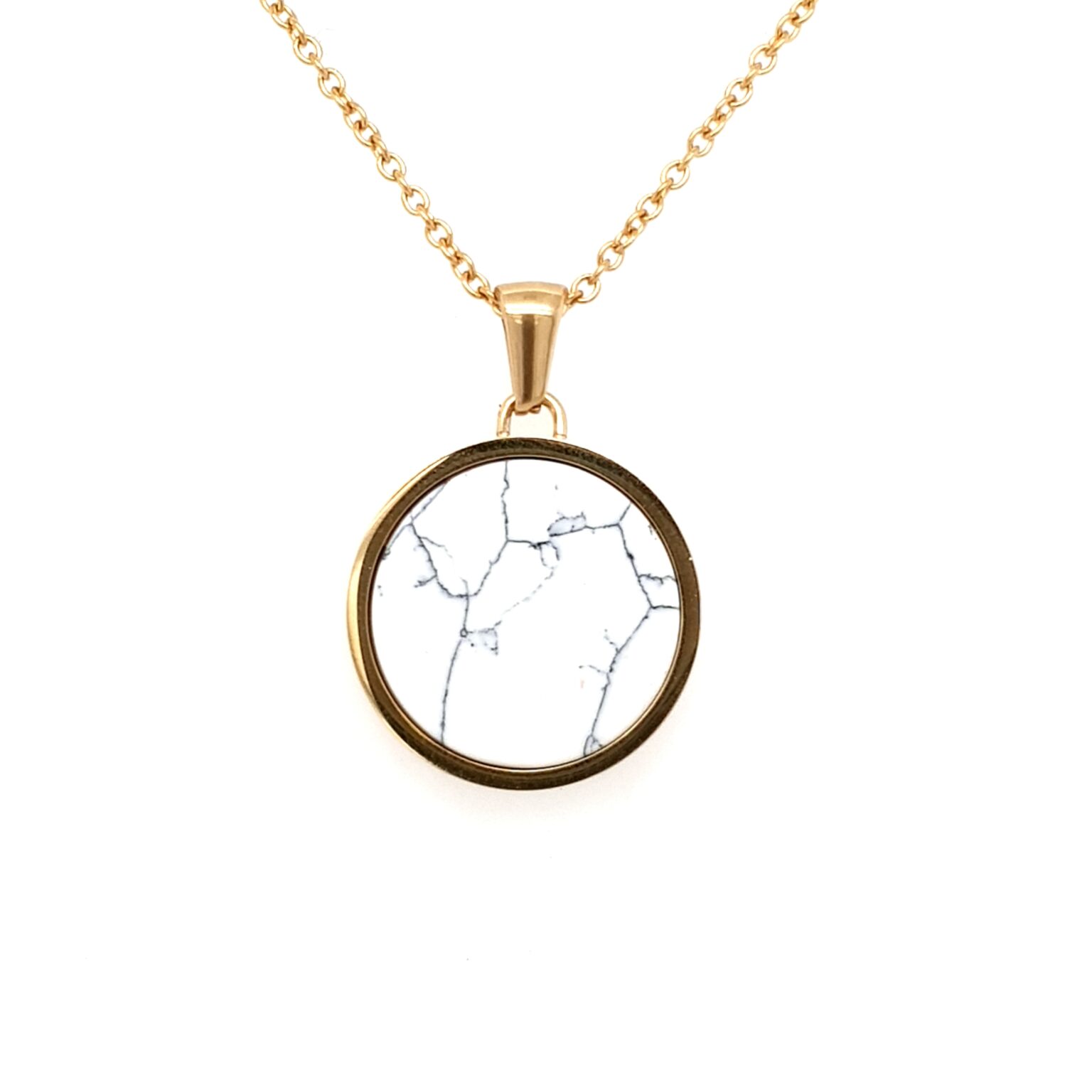 Leon Baker Gold Stainless Steel with White Marble Pendant_0