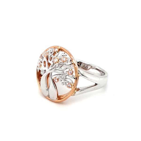 Argyle 18K Australian Boab Tree Ring with Pink and White Diamonds_1