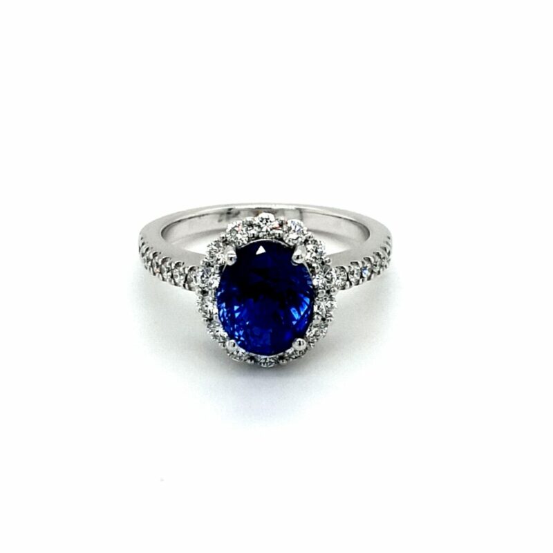 Leon Bakers 18K White Gold Diamond and Blue Sapphire Ring_0