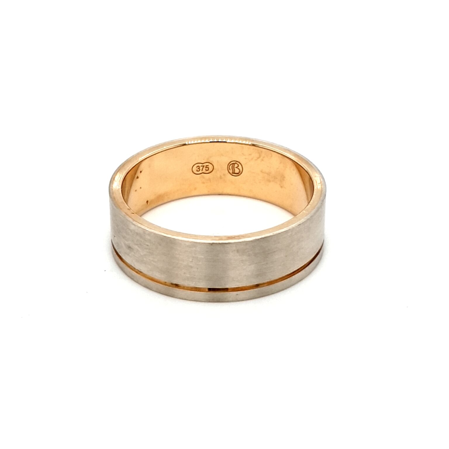 Leon Bakers Two-Toned Frosted Mens Wedding Band_0