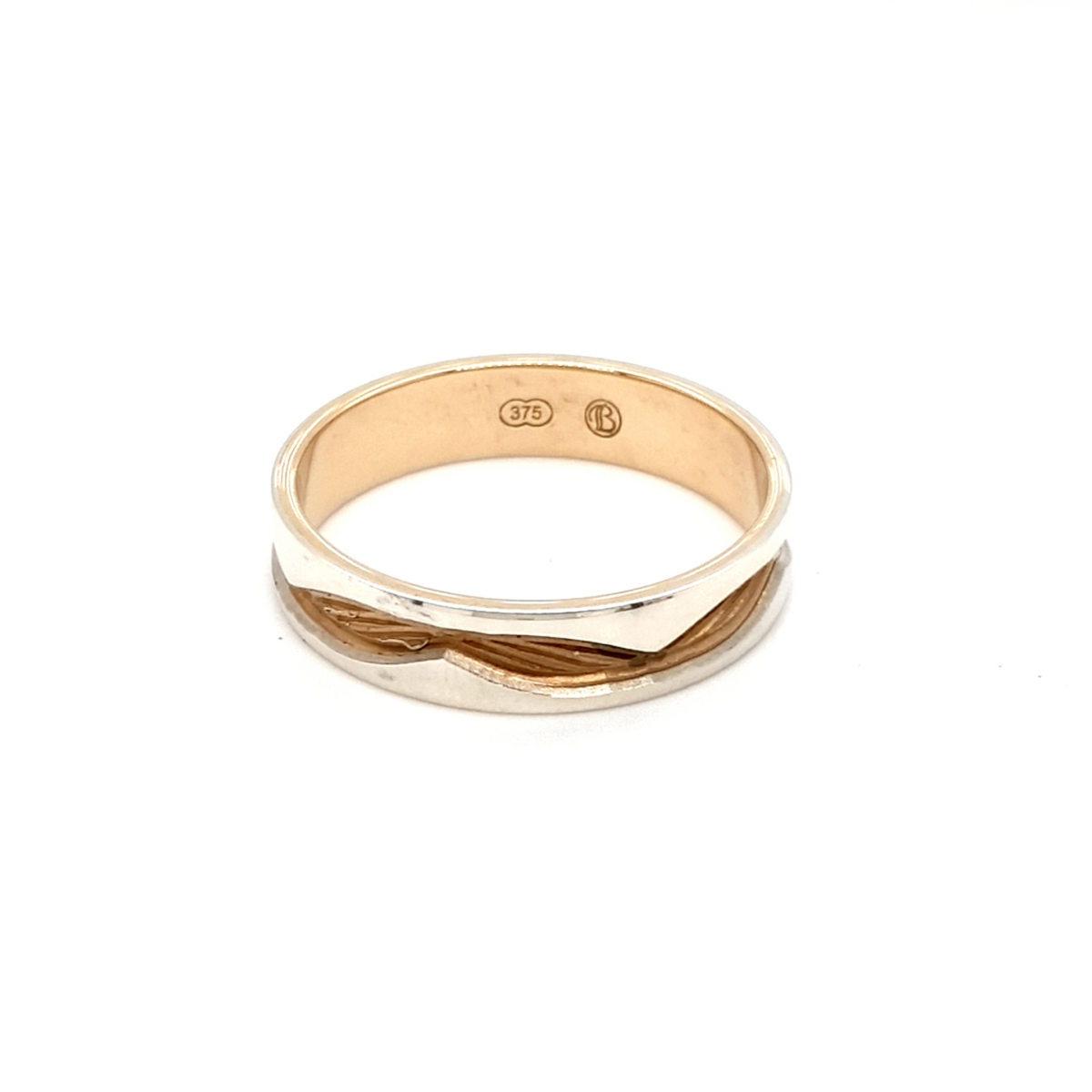 Leon Bakers Two-Toned Faceted Mens Wedding Band_0