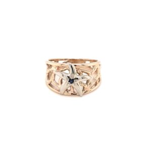 Coral Bay Collection 9K Yellow Gold with a Silver Starfish and Sapphire Ring_0