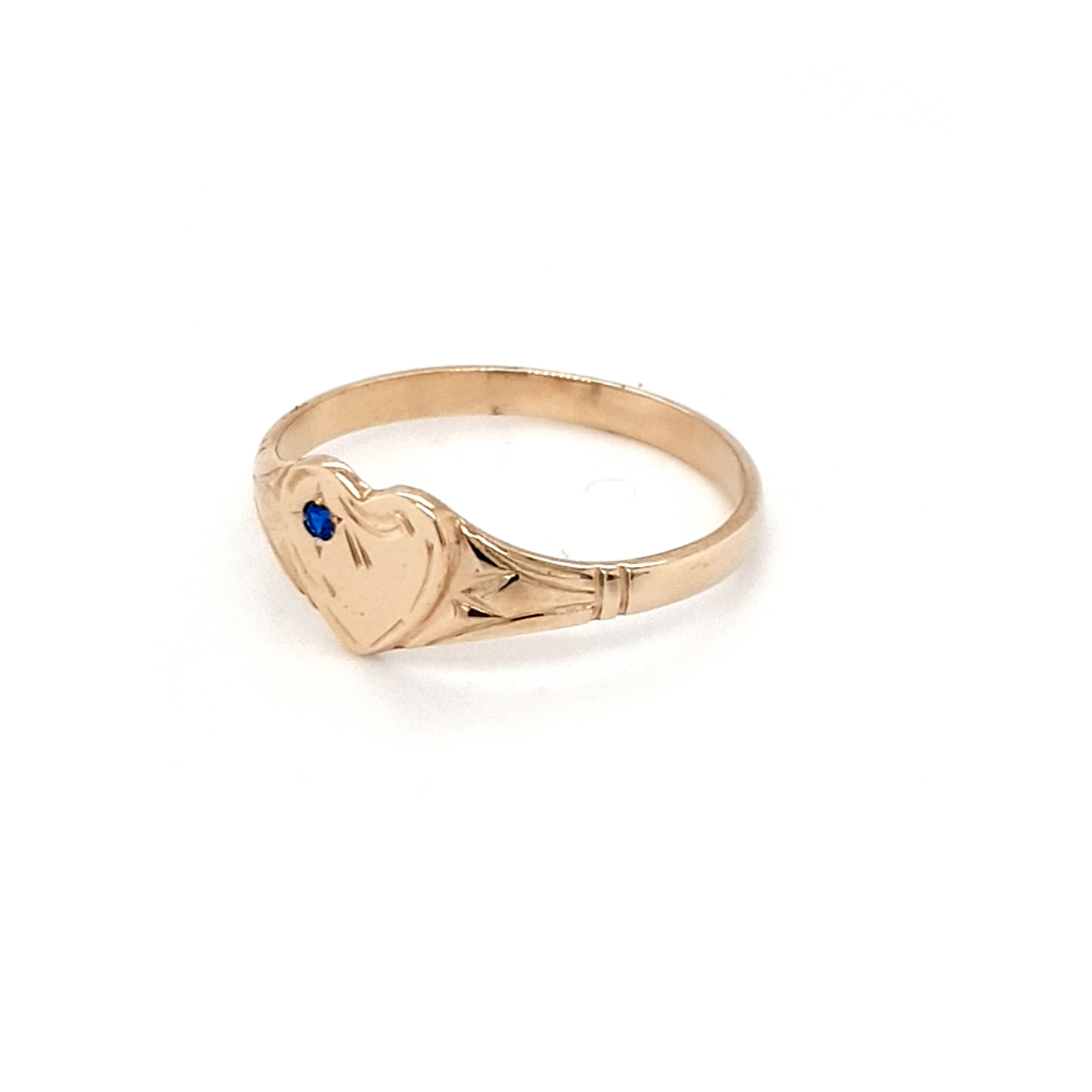 Blue Bird 9K Yellow Gold Heart Signet Ring with Spinel_1
