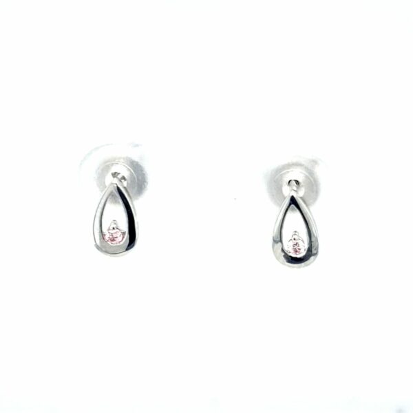 Argyle 18K Pear Shaped Claw Stud Earrings with Pink Diamond_0