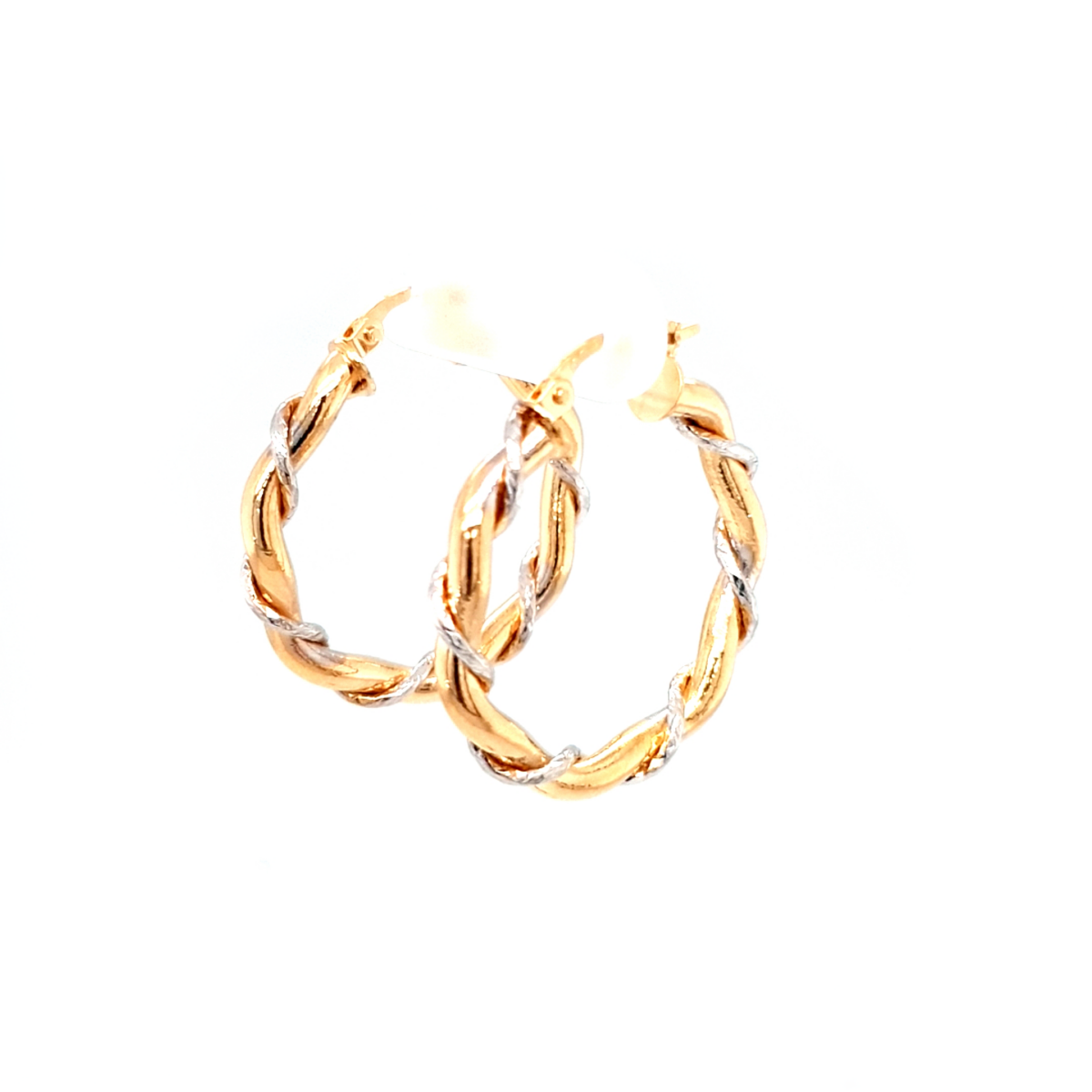 Leon Baker 9K Yellow and White Gold Twisted Hoop Earrings_1
