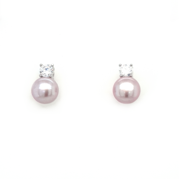 Leon Baker Sterling Silver Pink Freshwater Pearl and Cubic Zirconia Earrings_0