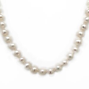 Leon Baker White Freshwater Pearl Necklace with 9K Yellow Gold Clasp_0
