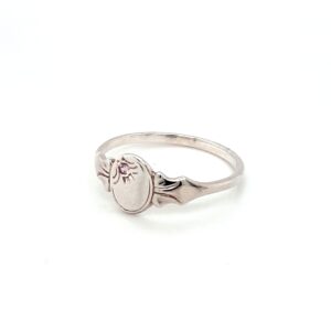 Blue Bird Sterling Silver Heart Signet Ring with Pink Stone_1