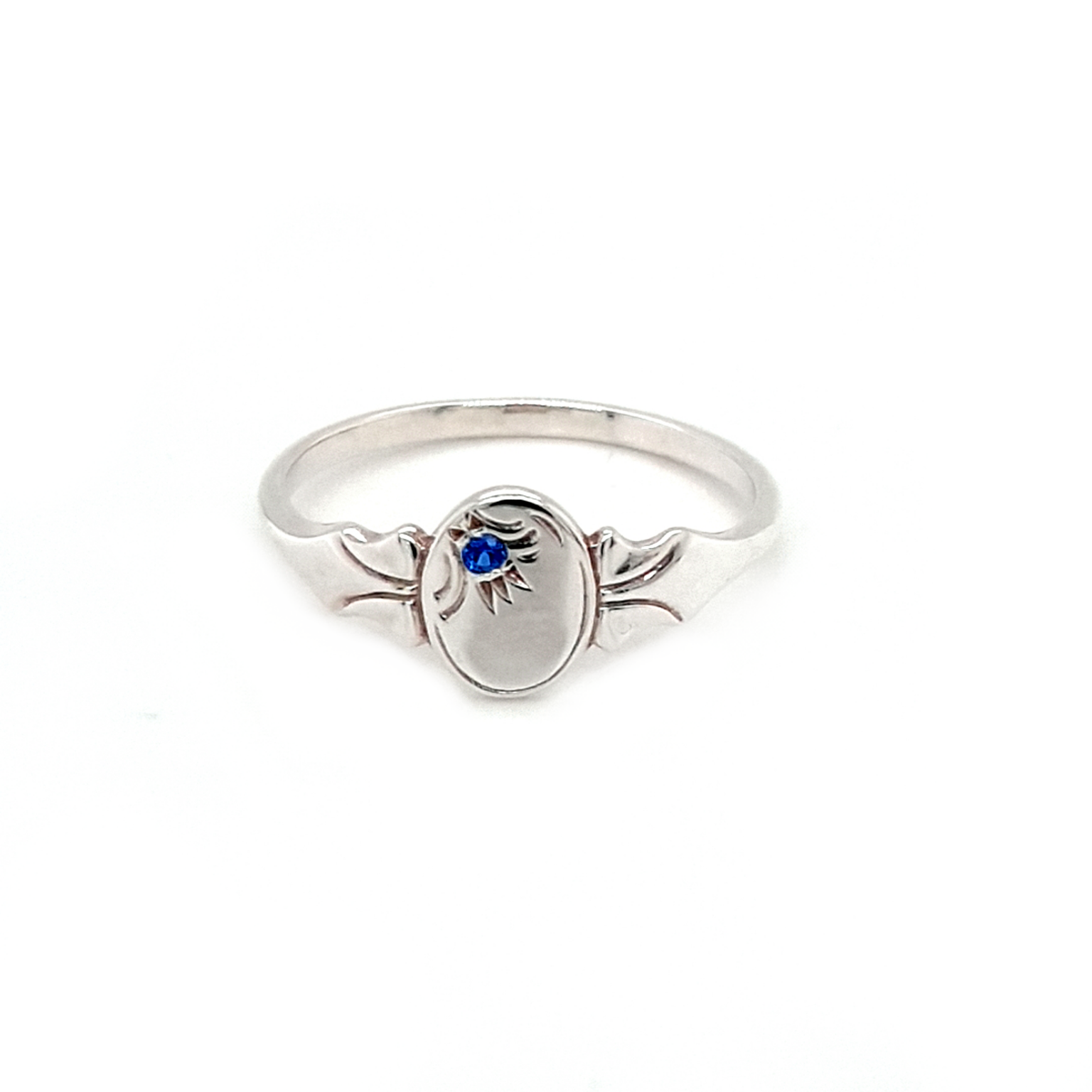 Blue Bird Sterling Silver Signet Ring with Blue Sapphire_0