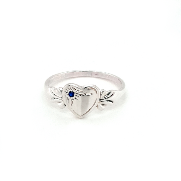 Blue Bird Sterling Silver Signet Ring with September Birthstone_0