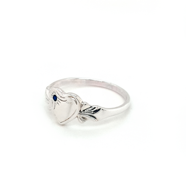 Blue Bird Sterling Silver Signet Ring with September Birthstone_1