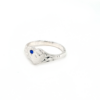 Blue Bird Sterling Silver Heart Signet Ring with Blue Sapphire_1
