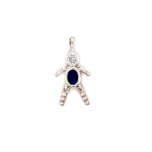 Leon Baker Sterling Silver and Blue Cubic Zirconia Boy Charm_0